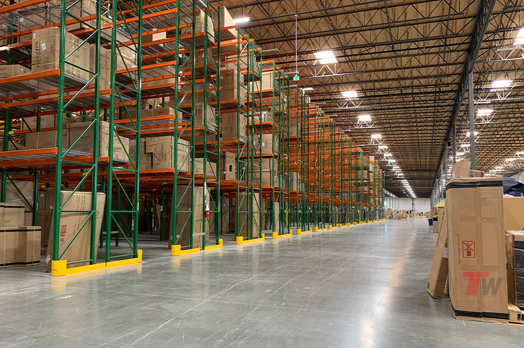 An organized warehouse storage system provides optimum storage for inventory items and allows stock to be found or moved from one place to another safely and efficiently.