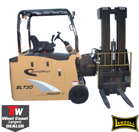 Drexel - SwingMast Forklifts - The versatile Landoll Drexel SwingMast gives you four trucks in one; performing like a conventional counterbalanced truck, a reach truck, a sideloader, and a turret truck.