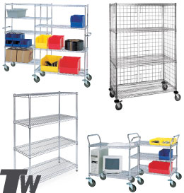 Wire Utility Carts - Adjustable Shelving - Wire carts and storage bin systems solve so many problems in warehouses and retail settings.