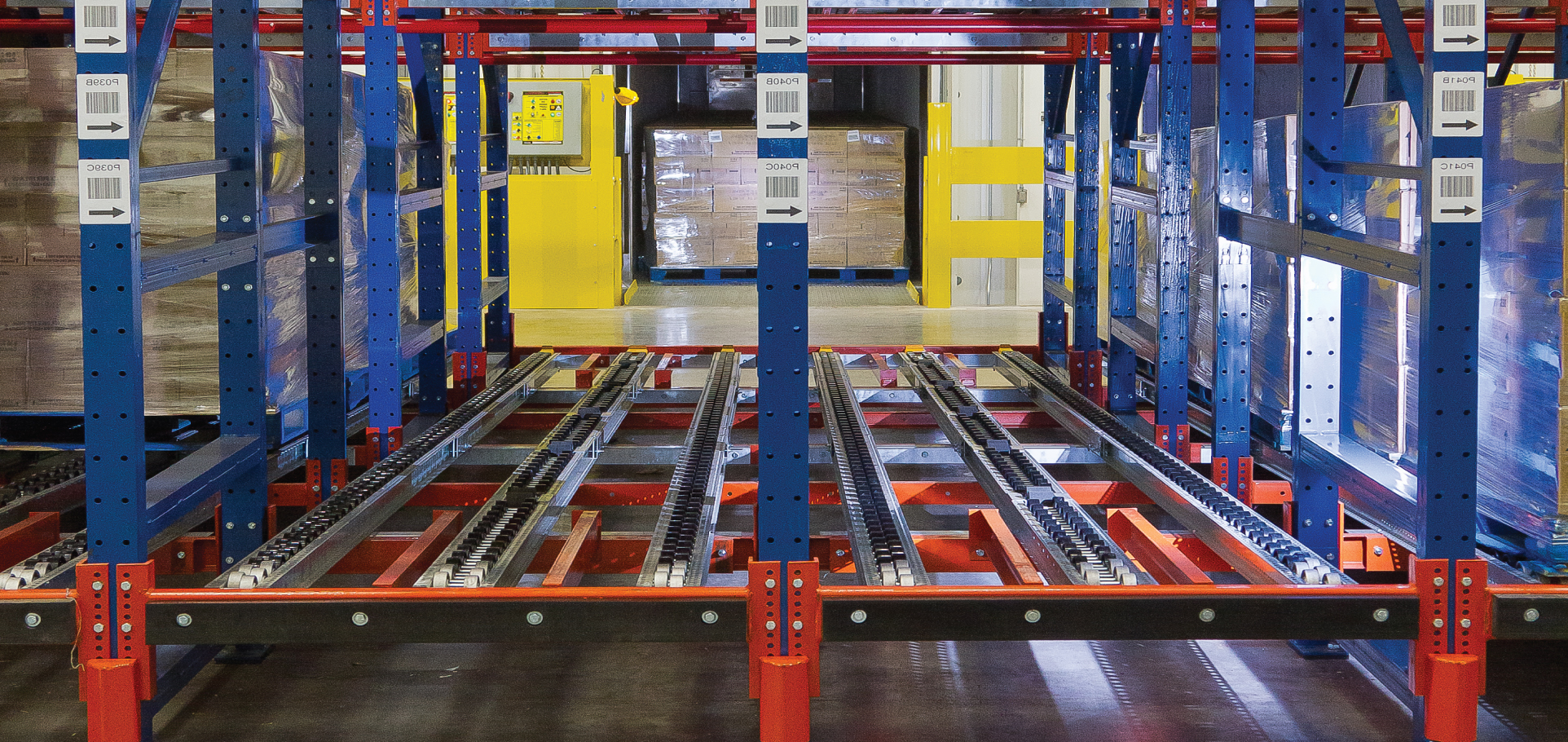 total warehouse storage skate wheel pallet flow rack system double inventory