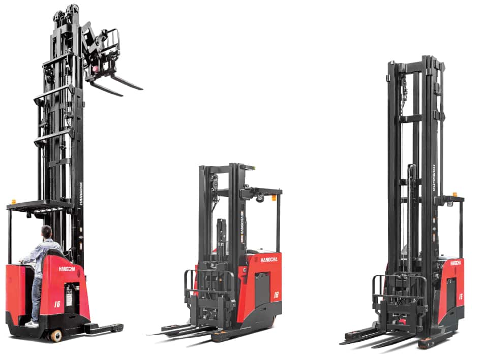 Hangcha Stand Up Reach Truck Forklifts Total Warehouse