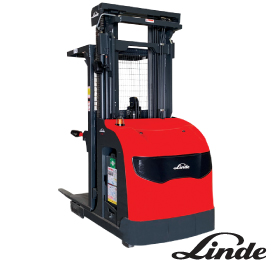 Linde 5215 - Order Picker - The multi-function control handle is stationary allowing a solid 4-point stance position in the operator compartment with the use of a thumb tiller to travel.