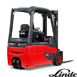 Linde 3-Wheel Electric Forklift - electric counterbalanced sit-down forklift truck is a 3 wheel chassis with a 3,500 – 4,000 lb capacity.