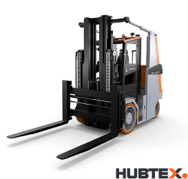 Hubtex Roxx - Electric Heavy-Duty Compact Forklift - The RoxX is used both indoors and outdoors. In comparison with conventional forklift trucks, the RoxX is characterized by very compact external dimensions in length and width.
