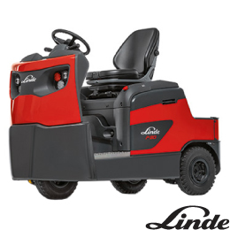 Linde-P60-Tugger- The Linde tugger, tow tractor or burden carrier is battery powered with a load capacity of 13,000 lbs and a wheelbase of 46.9 inches.