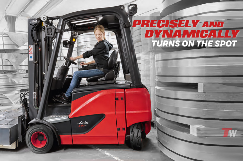 The (Linde 346 4W 4 Wheel Electric Forklift) ergonomic layout of all the controls, the adjustability of the armrest and seat, Linde Load Control provide best possible intuitive interface between the truck and the operator.